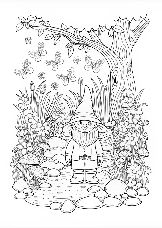 Gnome Adventure Coloring Page