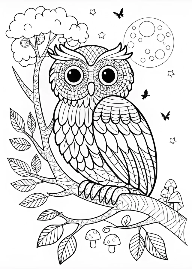 Majestic Owl Coloring Page