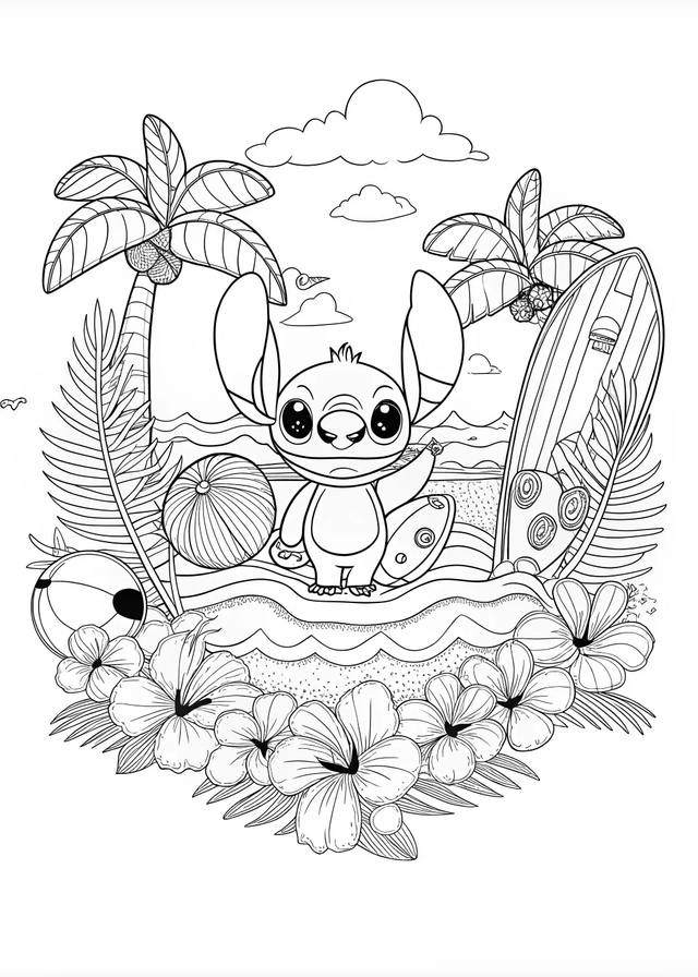 Stitch in the Garden Coloring Fun