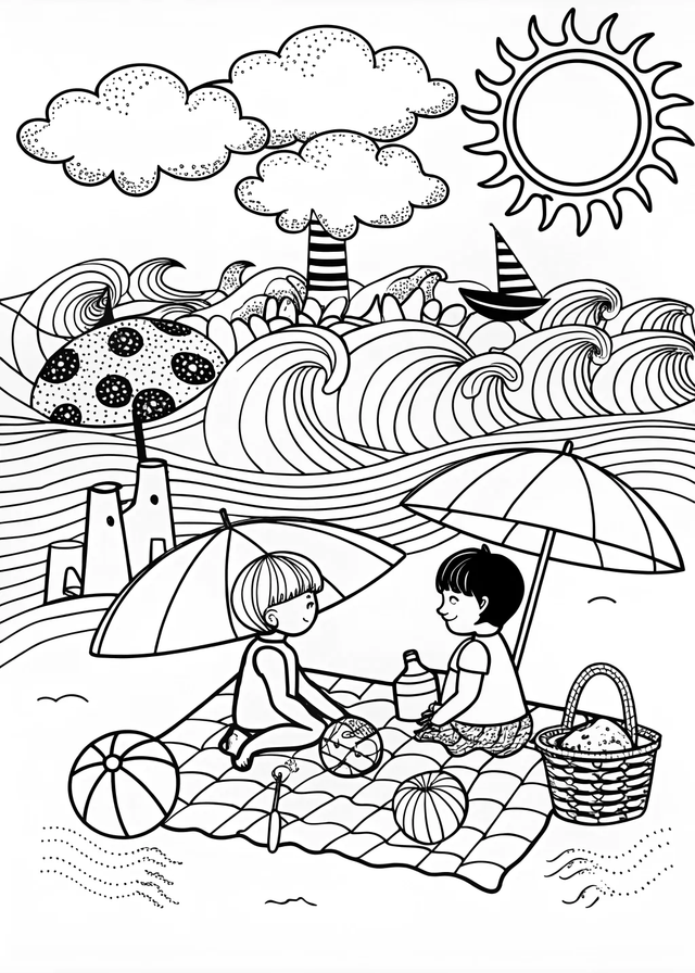 Beachside Bliss: Color the Sunrise Journey