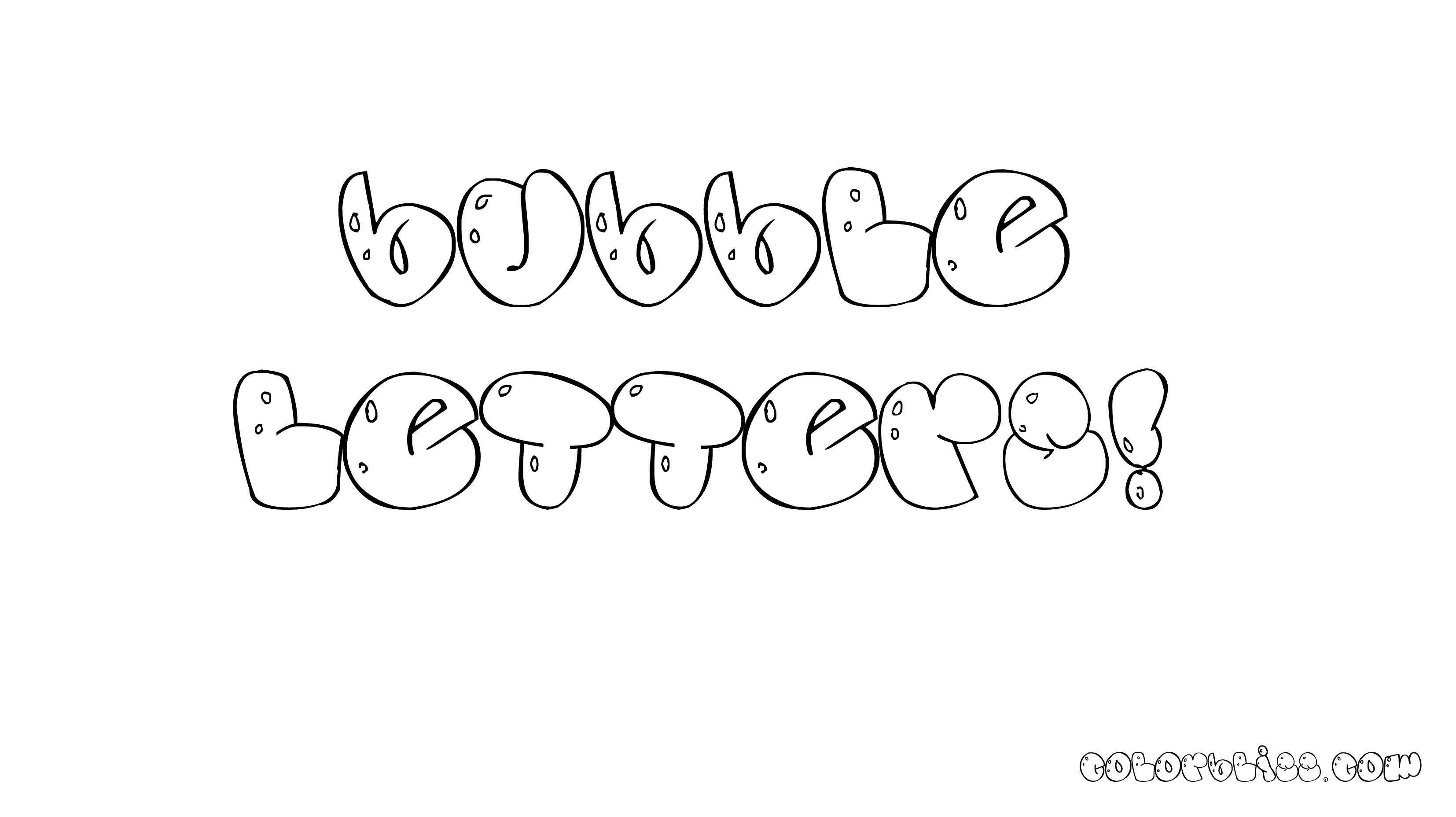 Bubble letter coloring page generator preview