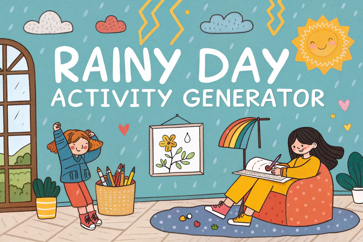 Rainy Day Activities Generator coloring page generator preview