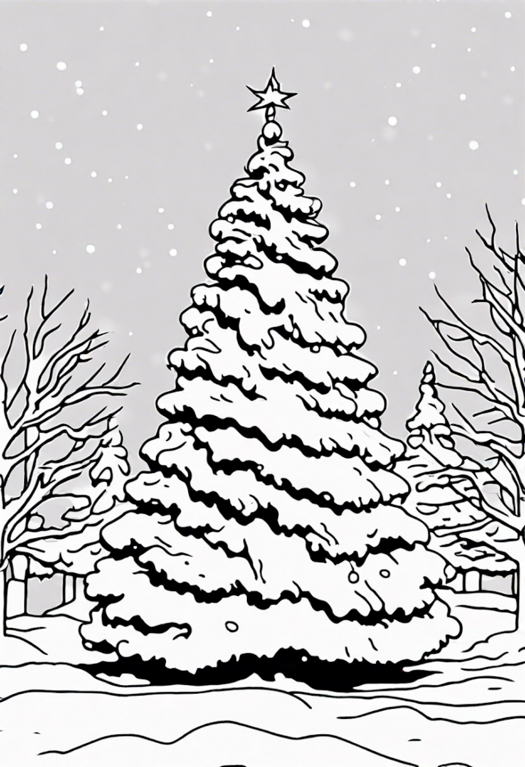 Christmas Tree in a Winter Wonderland coloring pages