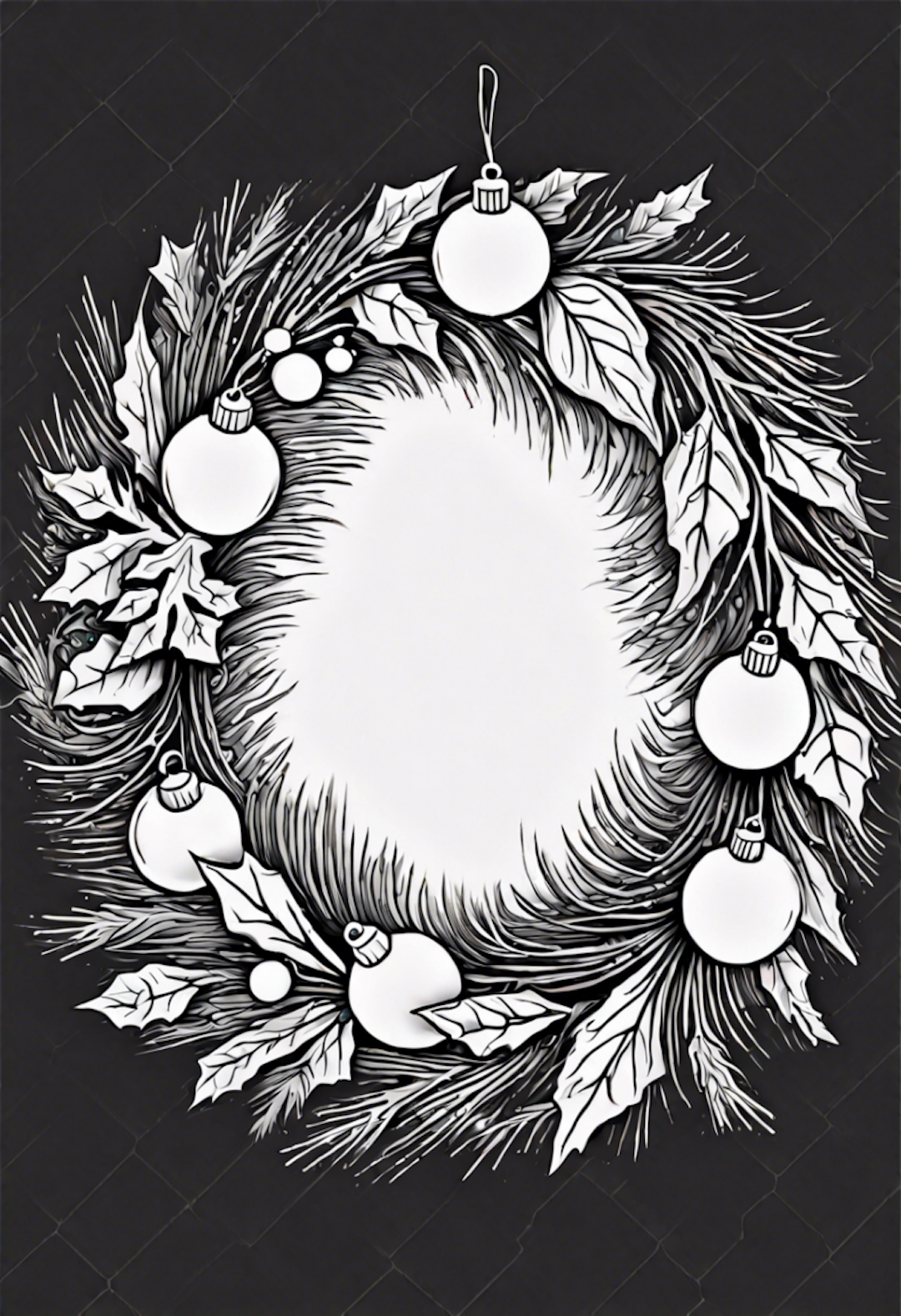 Festive Christmas Wreath Coloring Page coloring pages