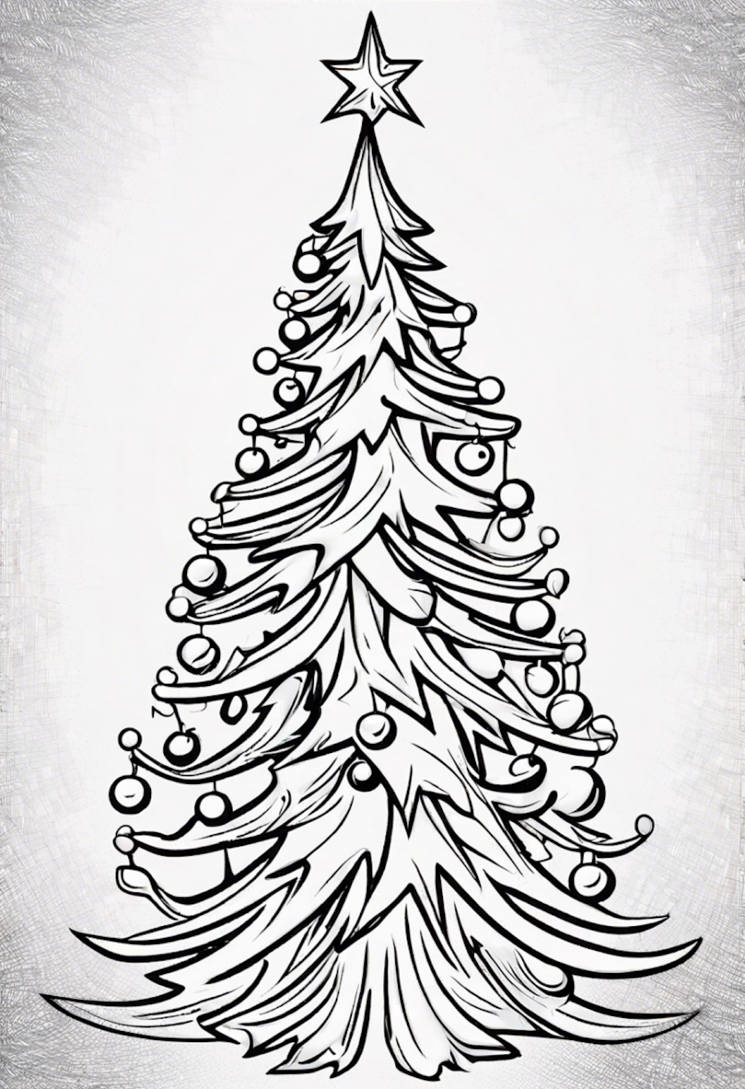 Christmas Tree with Star and Ornaments coloring pages
