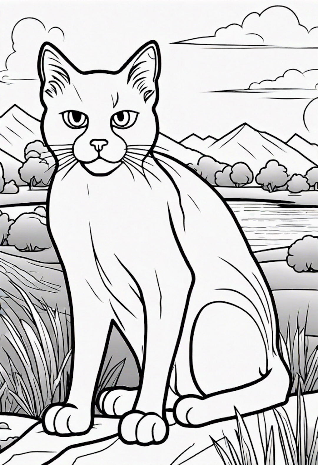 Cat’s Scenic Adventure coloring pages