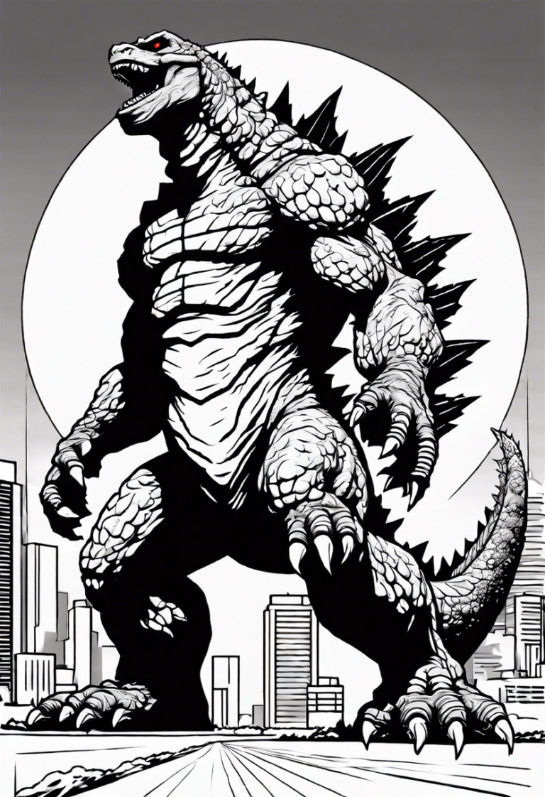 Godzilla Rampage in the City Coloring Page | ColorBliss