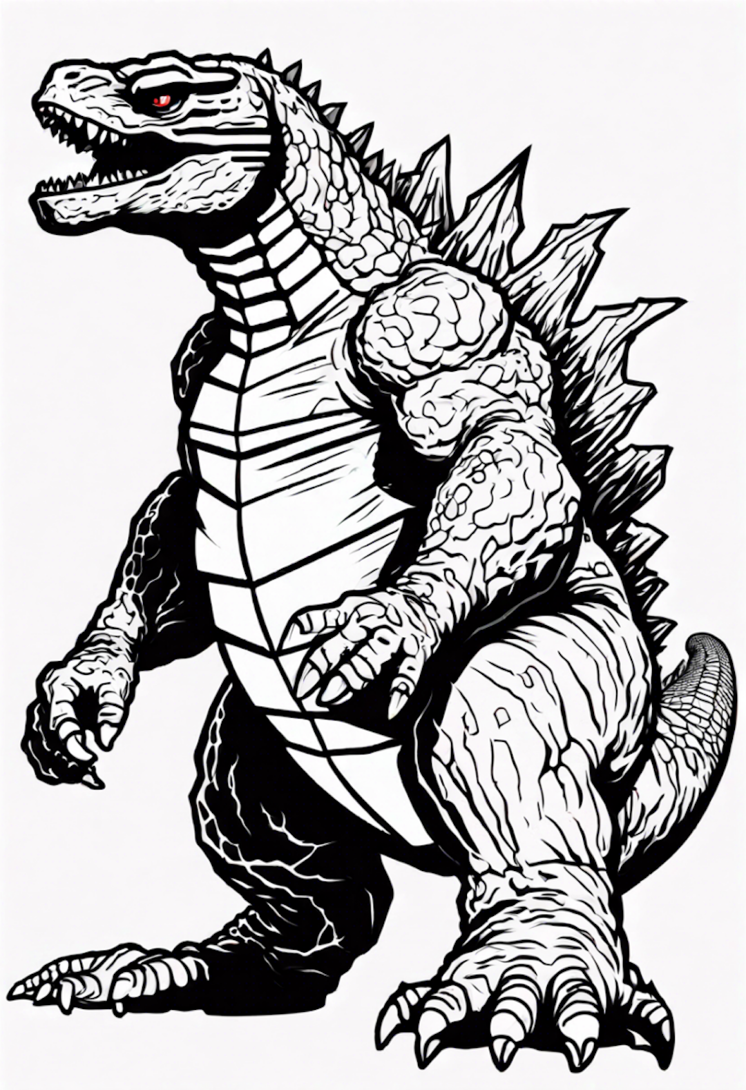 Coloring Page of Godzilla in Action coloring pages