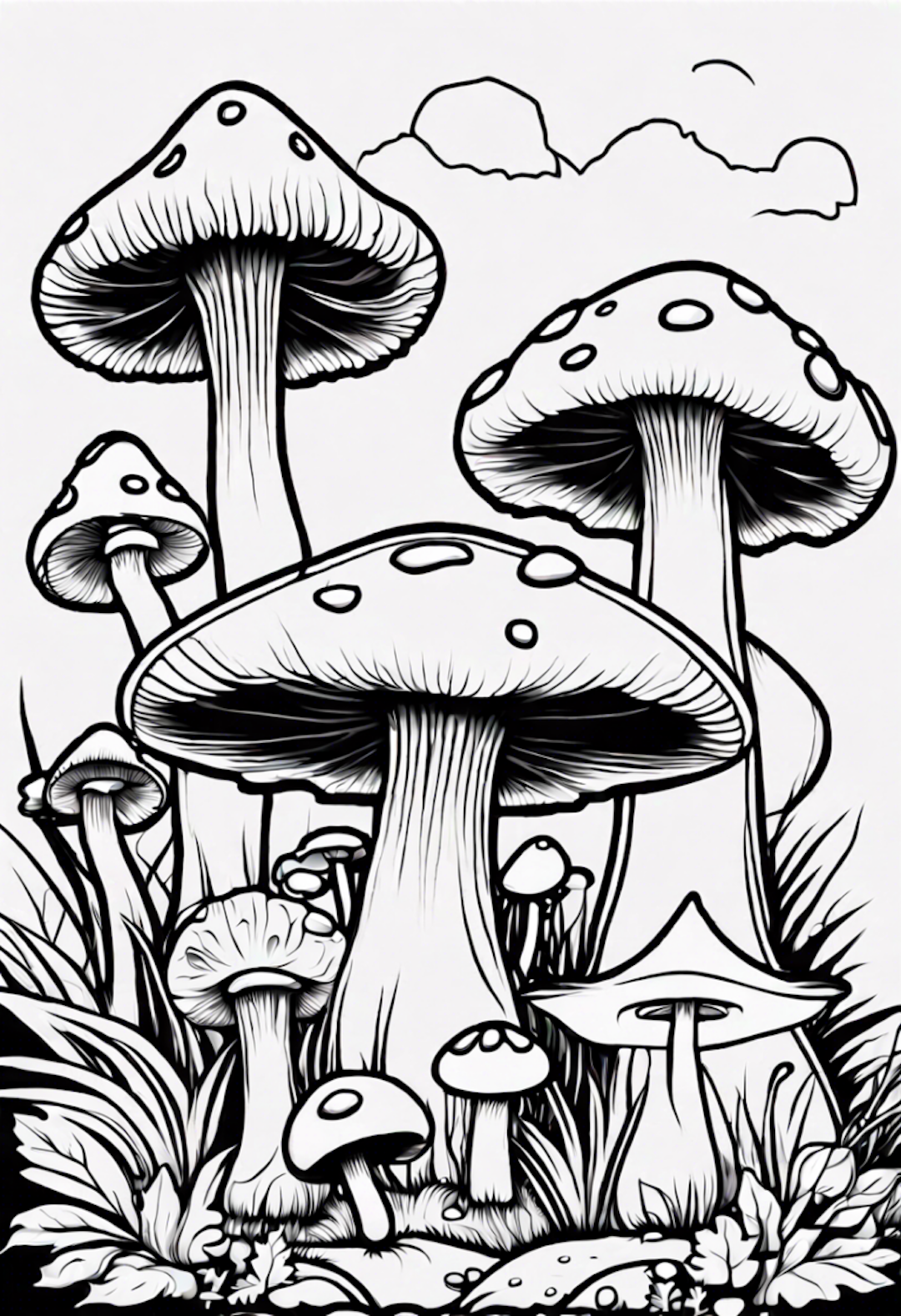 Mushroom Wonderland Coloring Page coloring pages