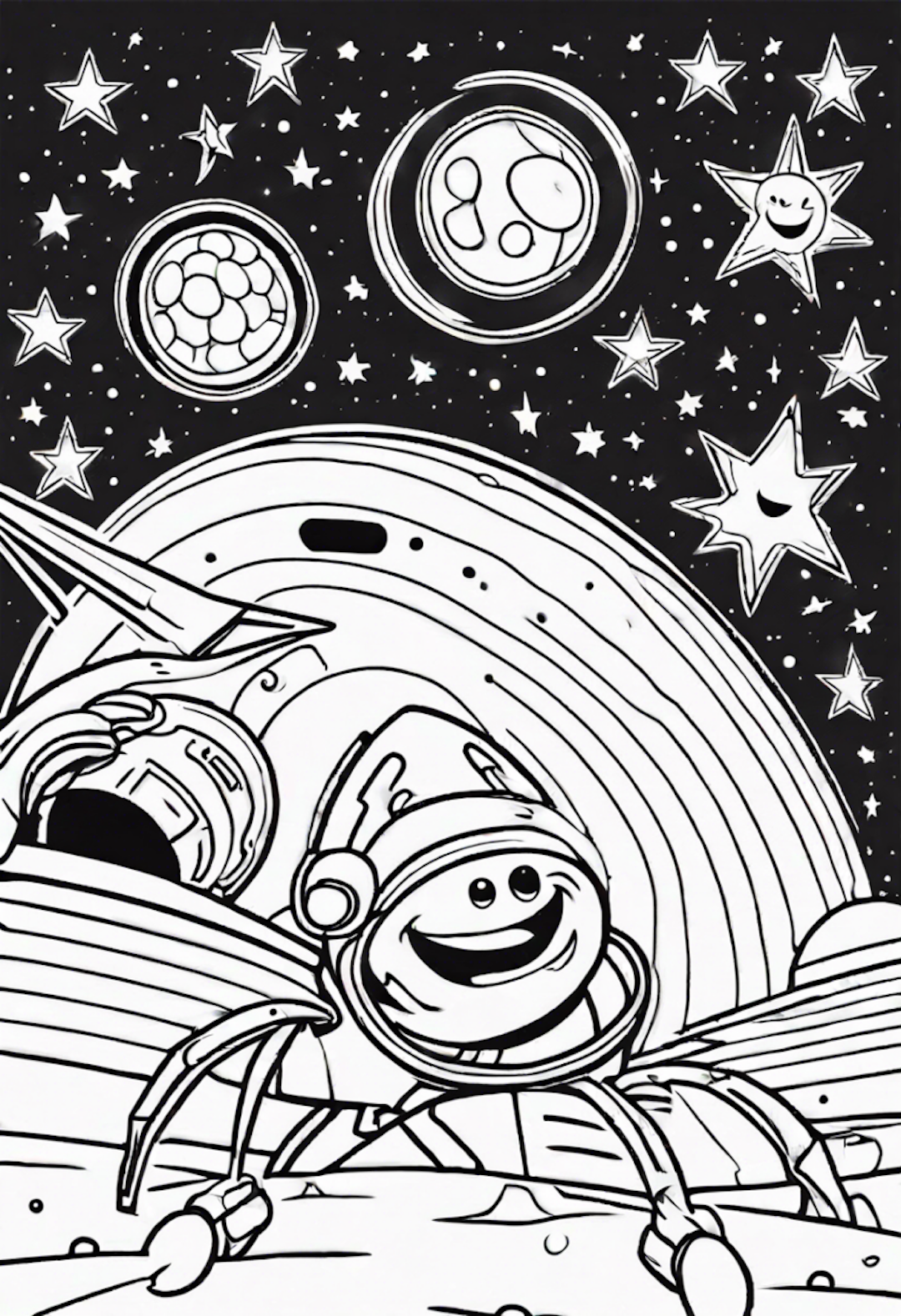Happy Astronaut’s Space Adventure coloring pages