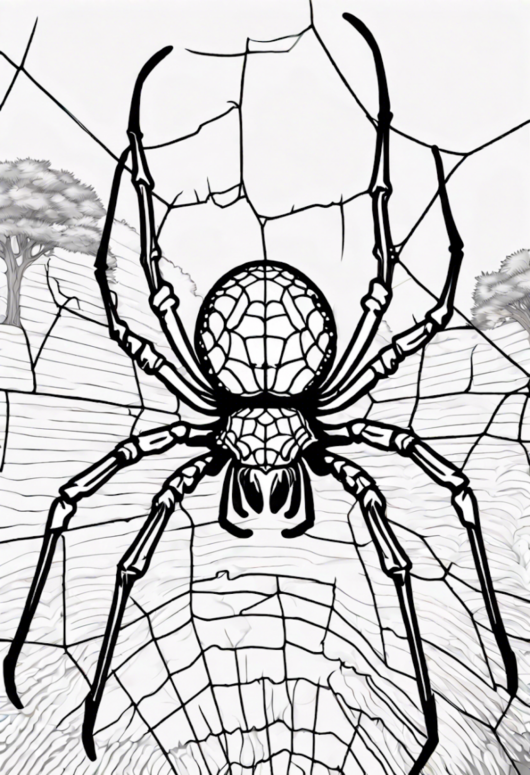 Spider in its Web Coloring Page coloring pages