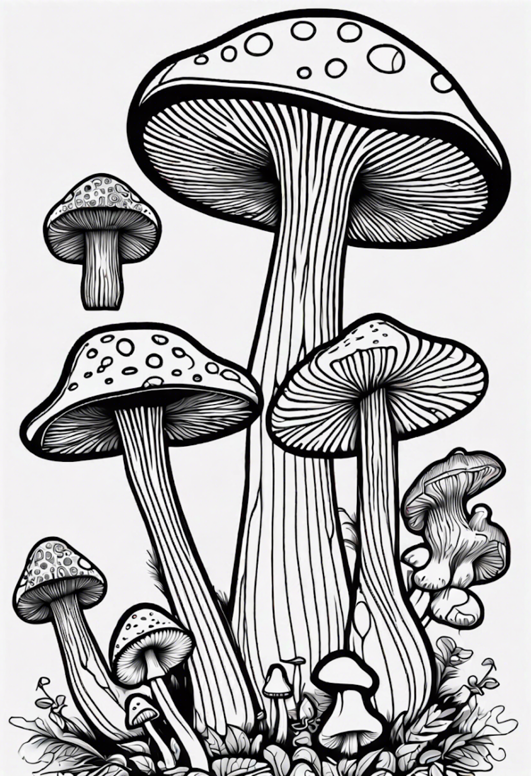 Magical Mushroom Garden Coloring Page coloring pages