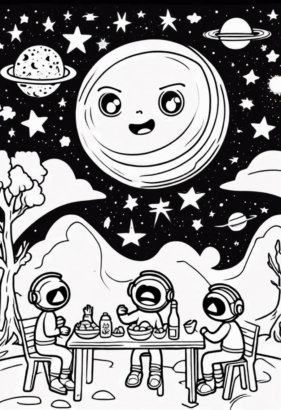 Luna’s Astronaut Picnic Under the Stars coloring pages