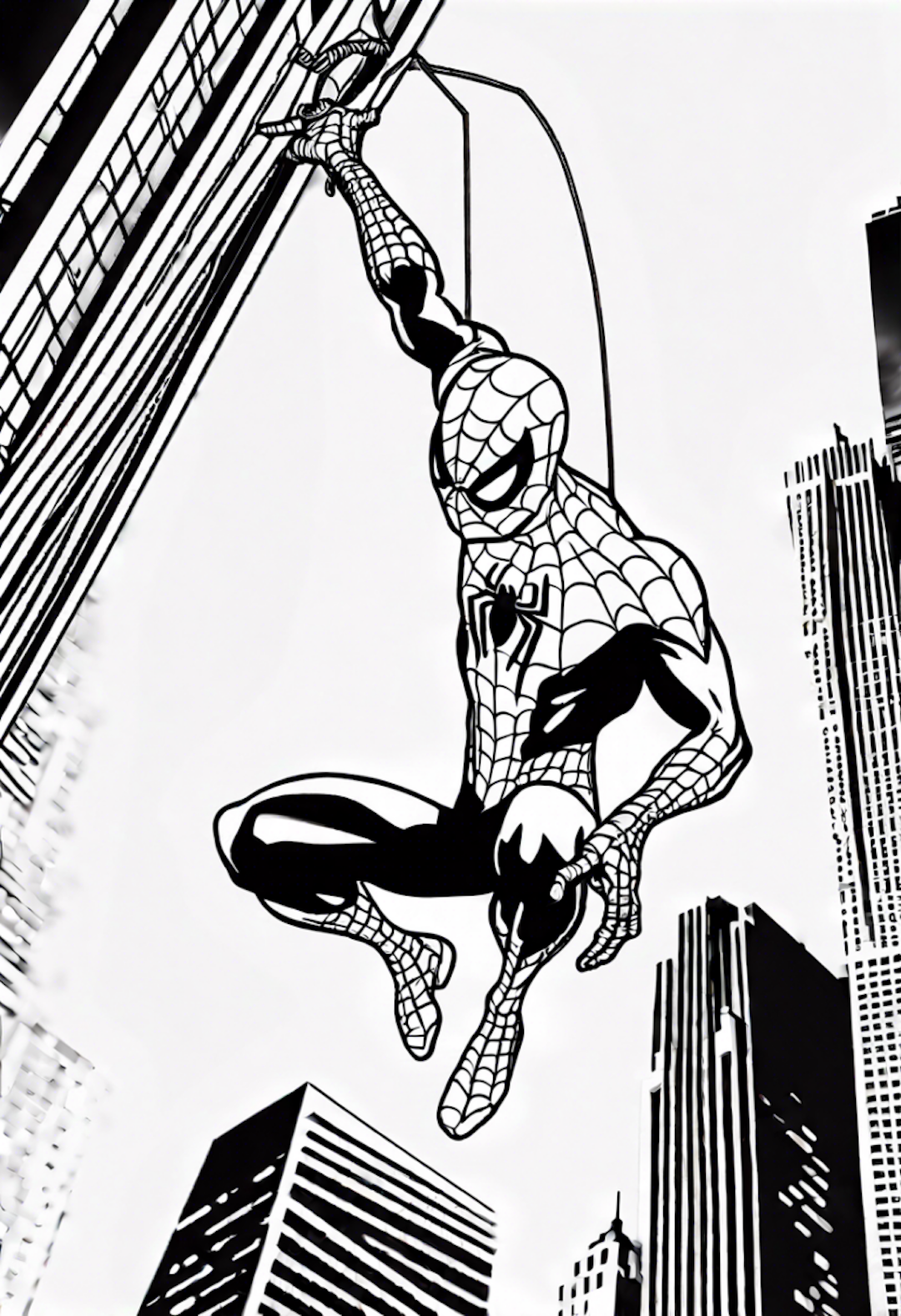 Spider-Man Swinging Through the City coloring pages