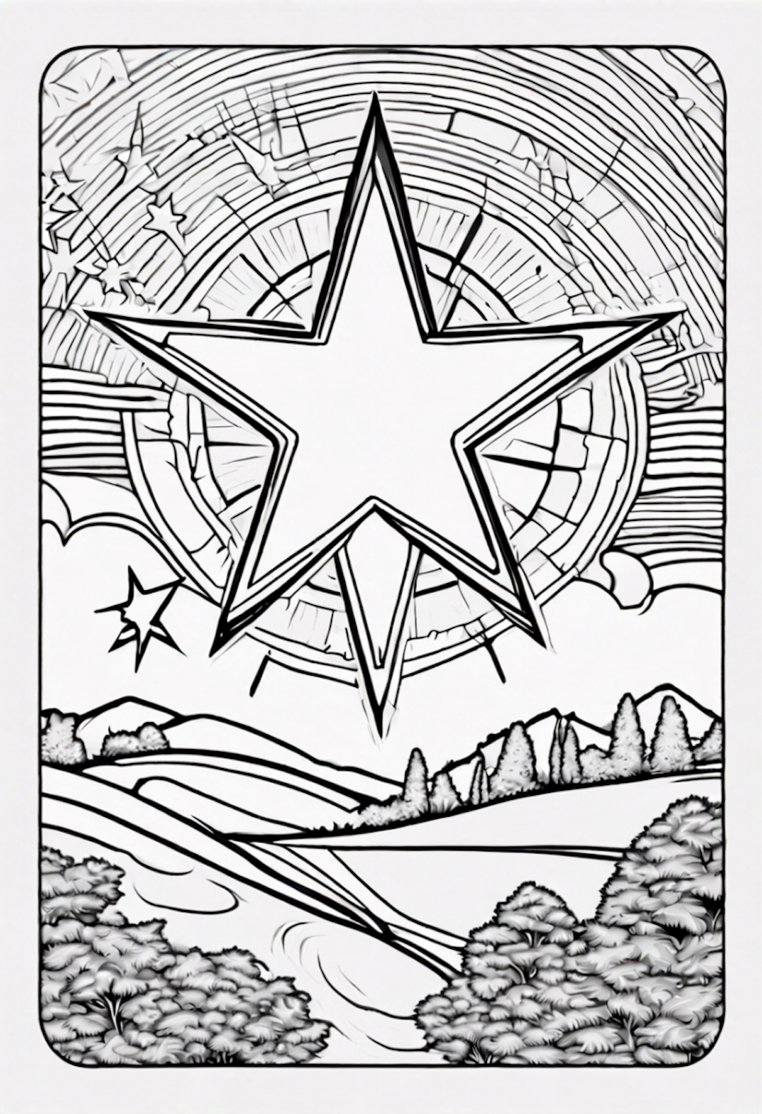 Guiding Star Over Rolling Hills coloring pages