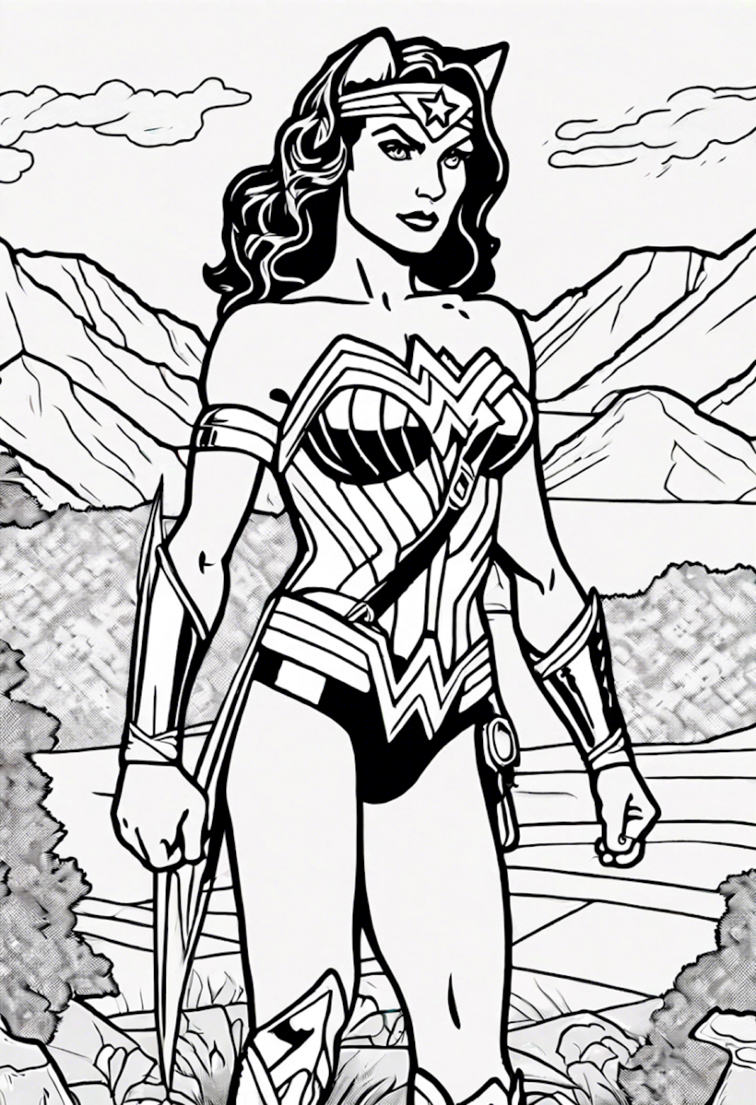 Wonder Woman: Fierce and Fearless Coloring Page coloring pages