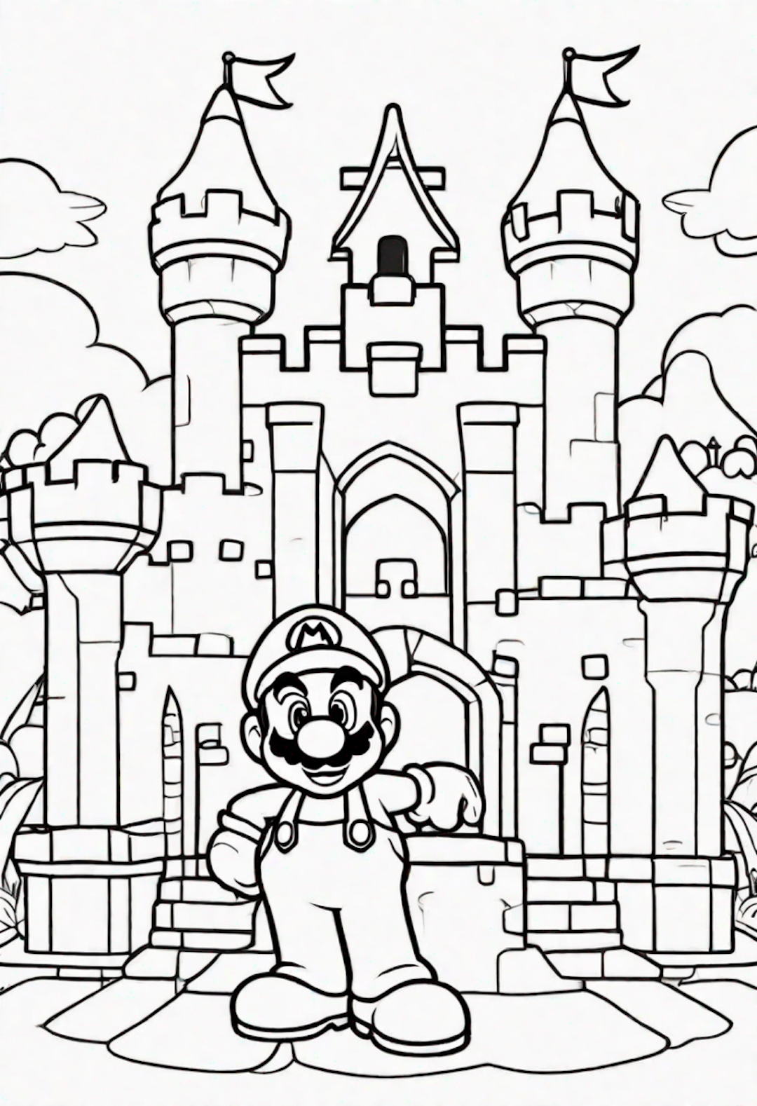 Mario at the Castle Coloring Page coloring pages