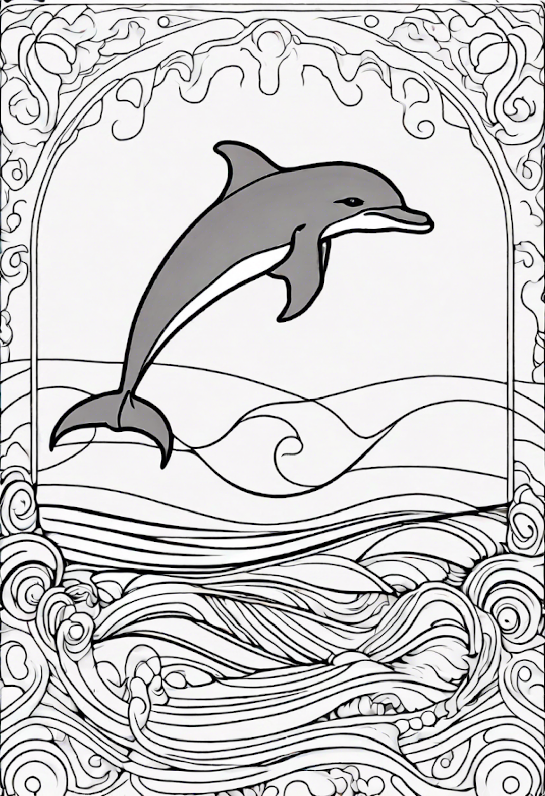 Jumping Dolphin Over Waves Coloring Page coloring pages