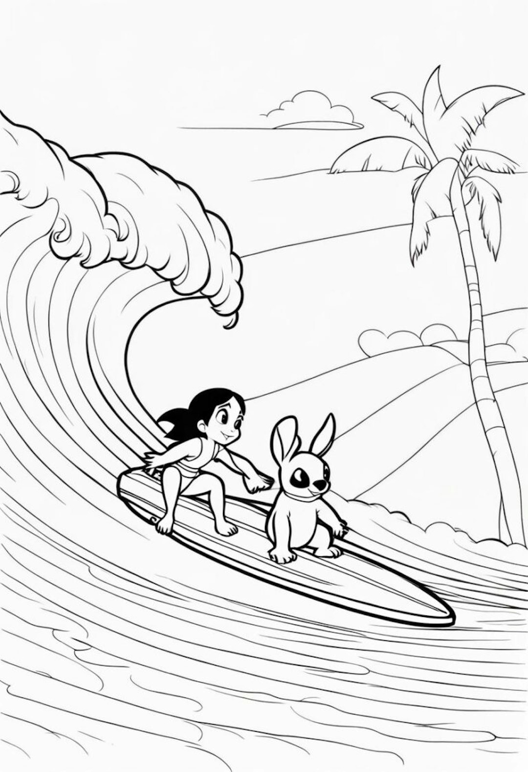 Lilo and Stitch Surfing Adventure coloring pages