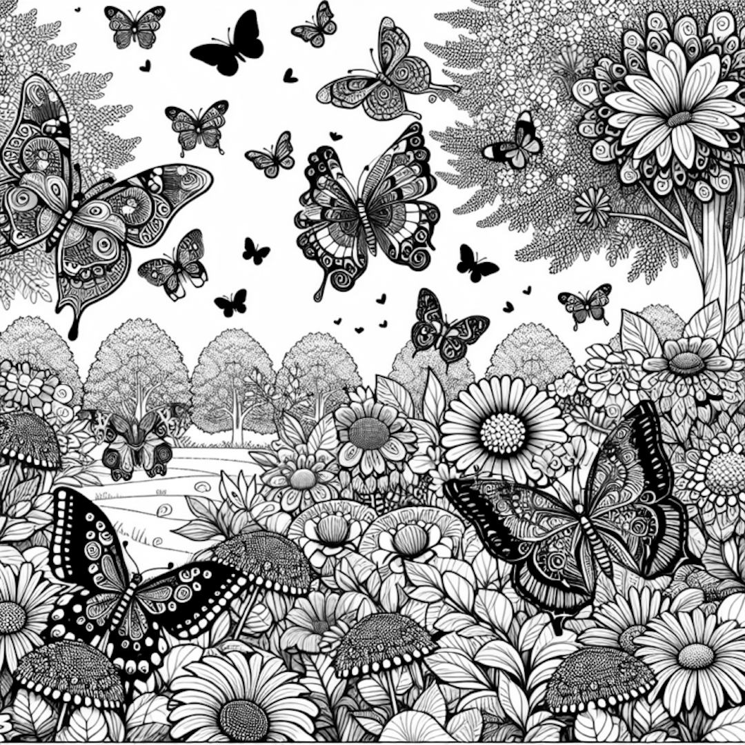 Butterfly Garden Coloring Page coloring pages