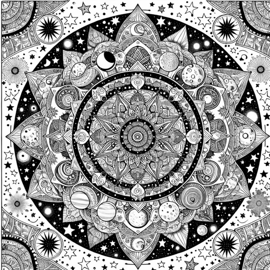 Celestial Mandala Dreams Coloring Page coloring pages