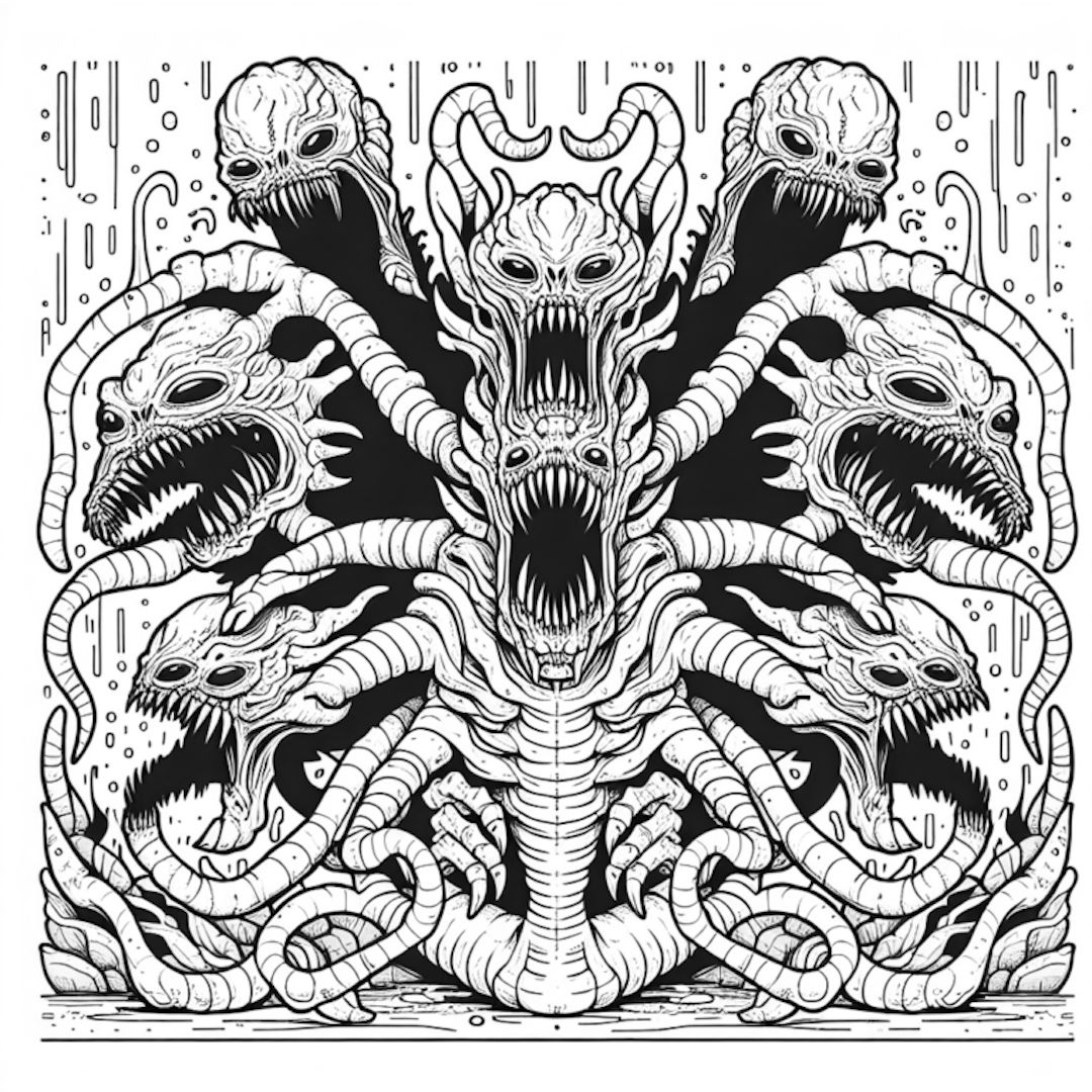 Chaotic Hydra’s Wrath Coloring Page coloring pages