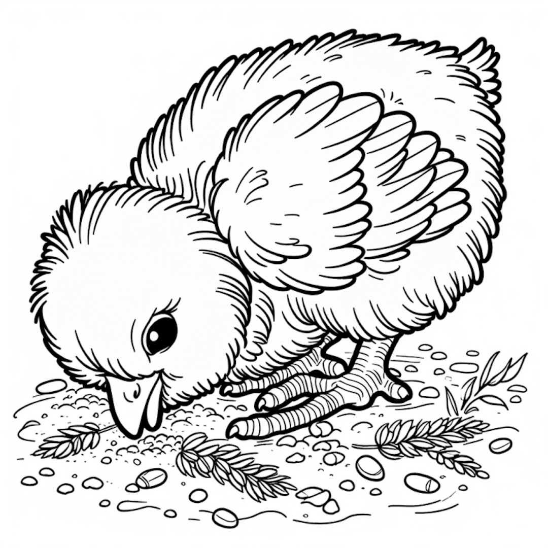 Curious Chick Pecking at Seeds coloring pages