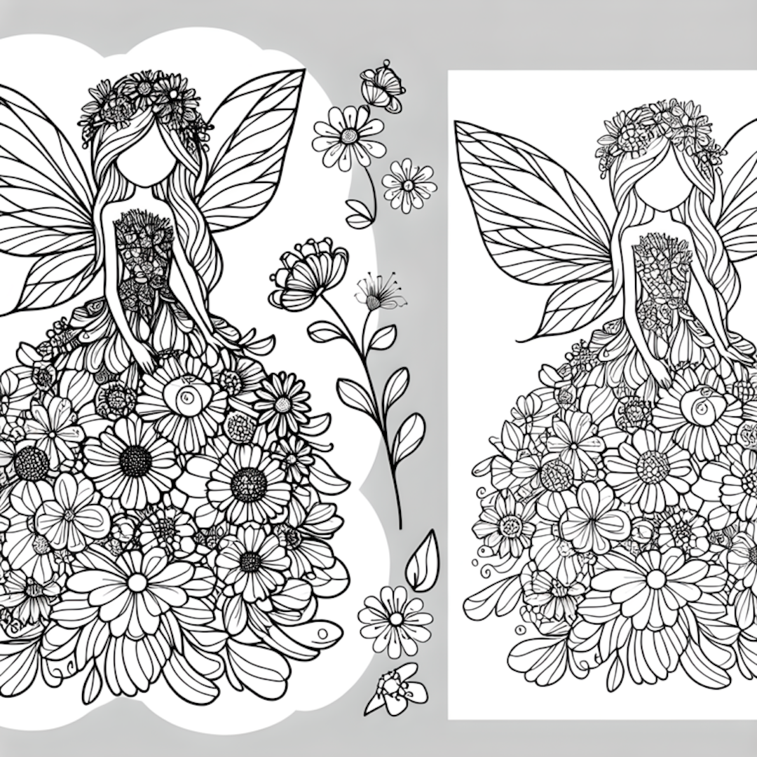 Fairy Flora’s Enchanted Flower Dress coloring pages