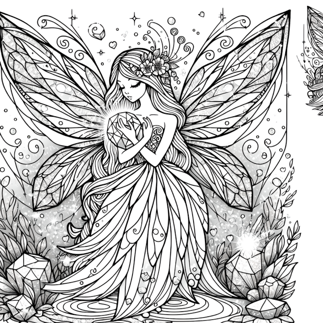 Fairy with a Glowing Crystal coloring pages