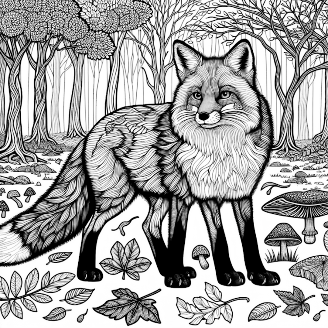 Fox in the Enchanted Forest coloring pages