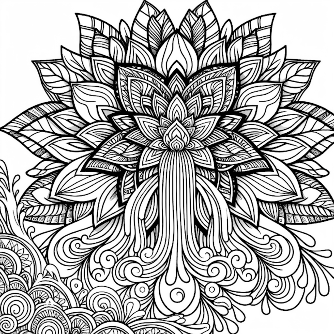 Intricate Mandala Bloom Coloring Page coloring pages