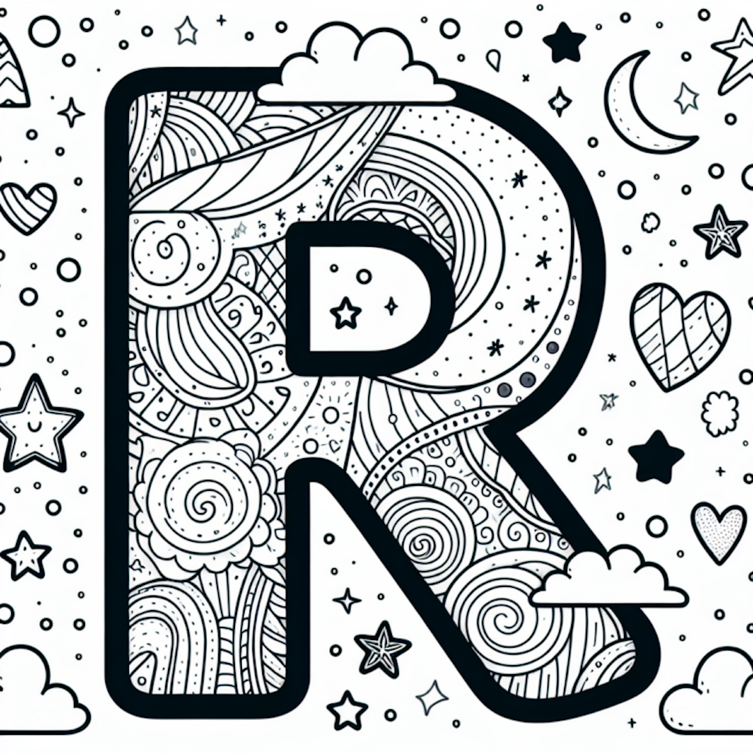 Letter R Doodle Coloring Page coloring pages