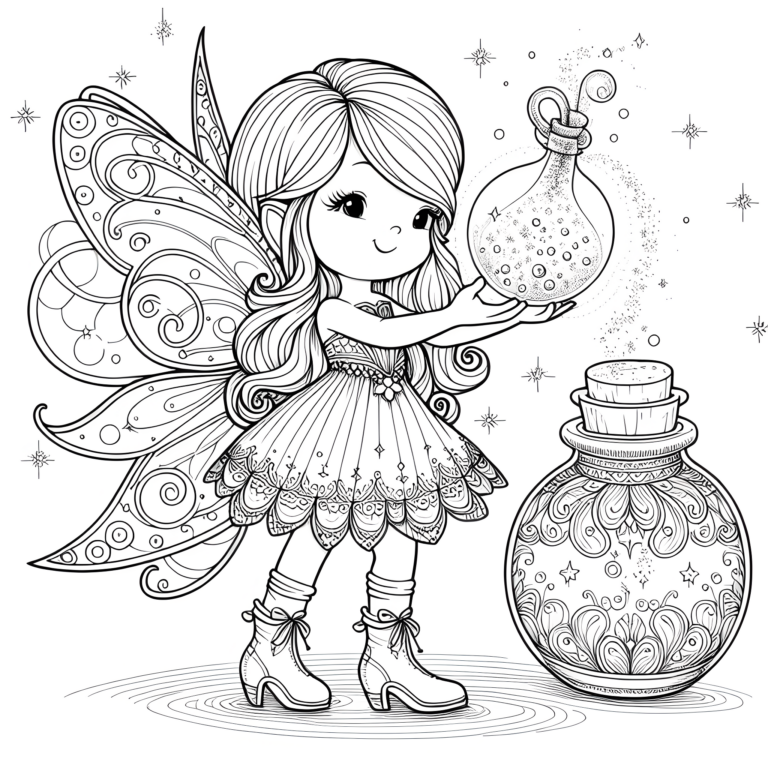 Fairy Enchantress in a Magical Garden Coloring Page | ColorBliss
