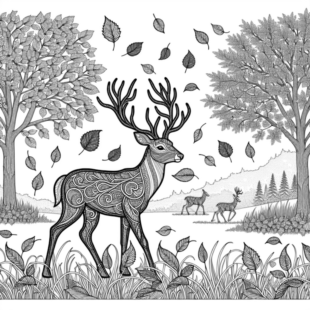Majestic Deer in an Enchanted Forest coloring pages
