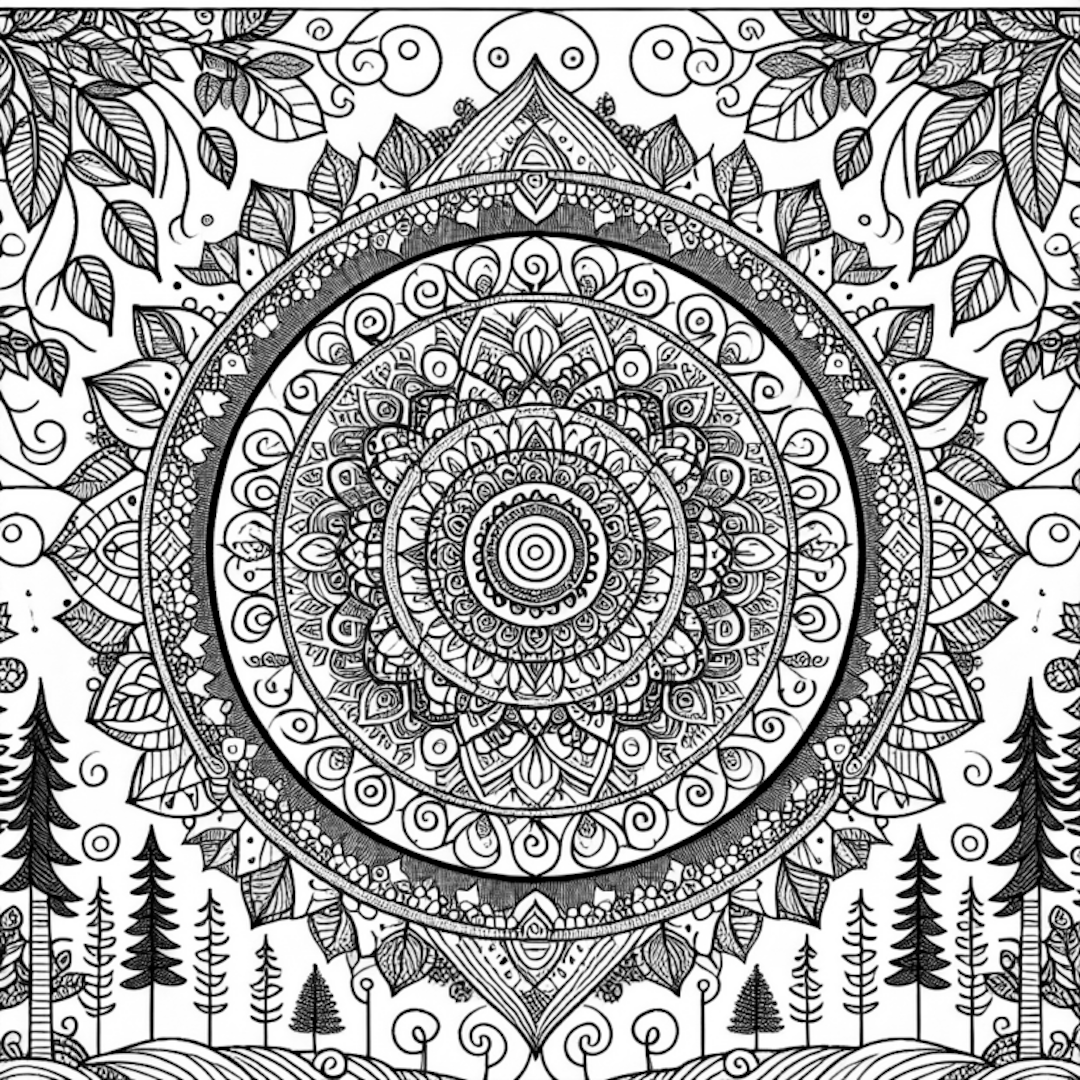 Mandala in the Enchanted Forest coloring pages