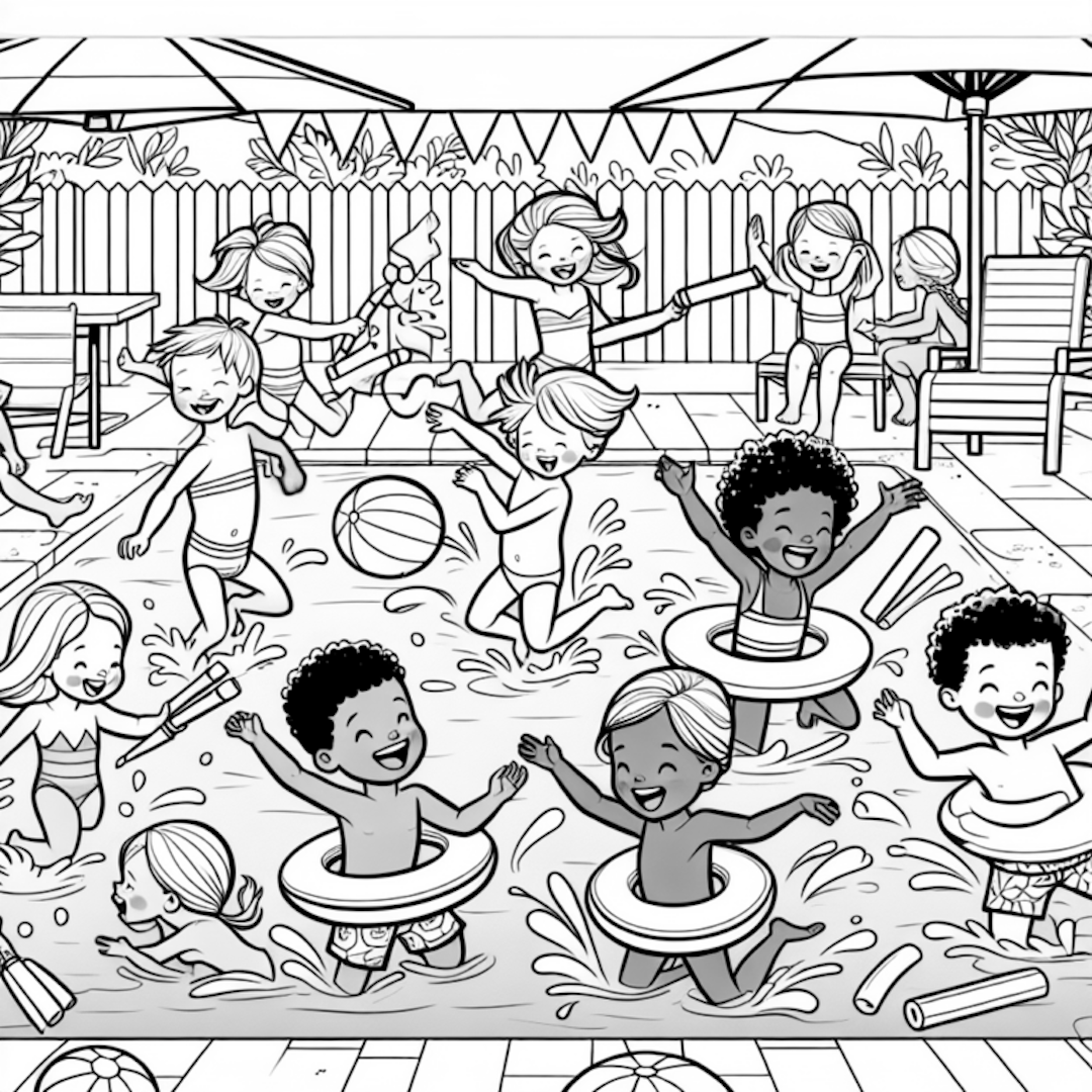 Pool Party Fun for Kids! coloring pages