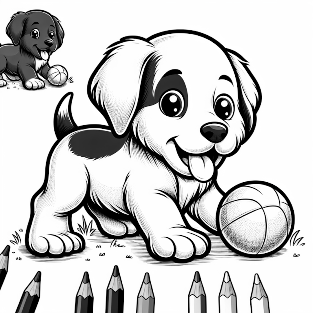Puppy’s Playtime Adventure Coloring Page coloring pages