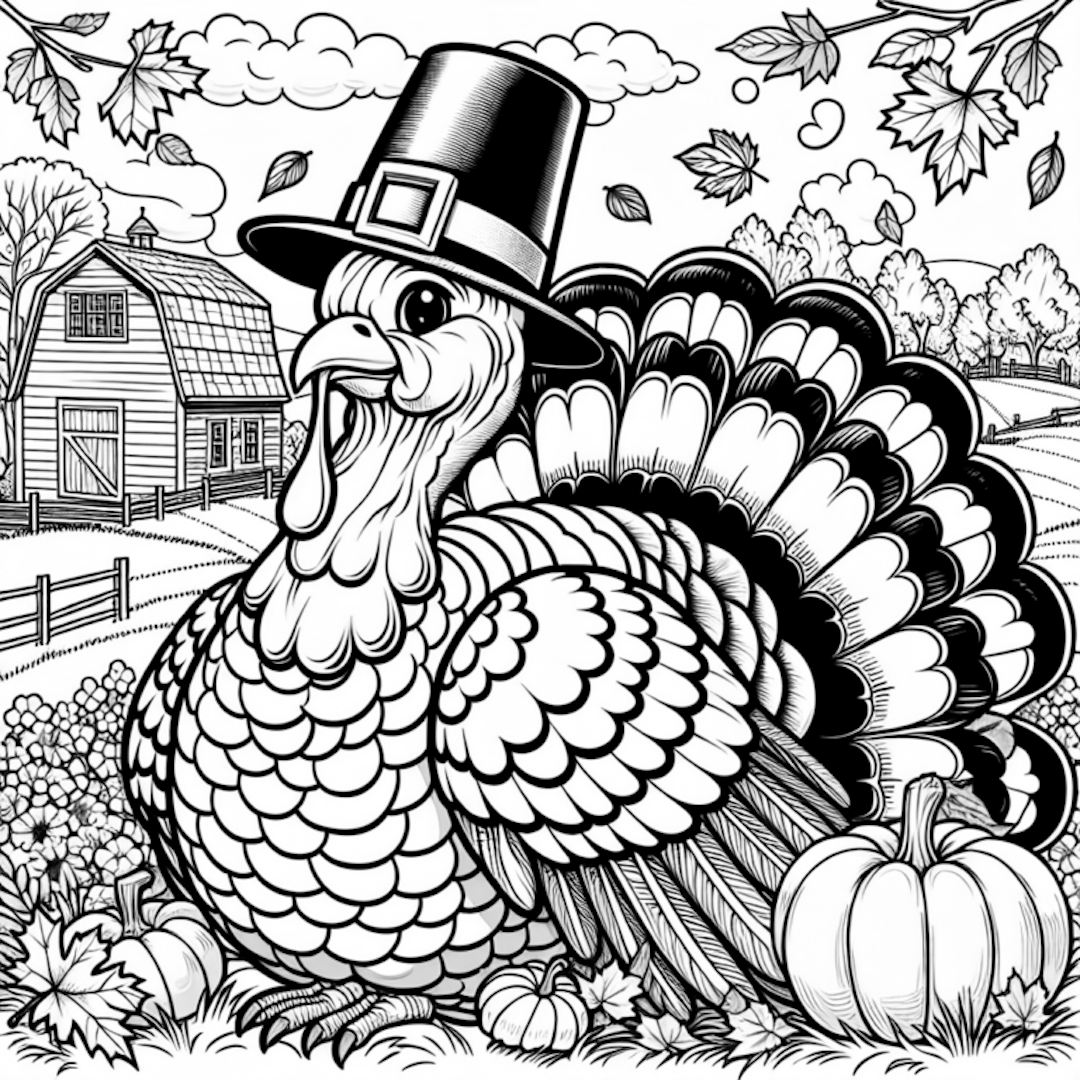 Thanksgiving Turkey at the Farm Coloring Page coloring pages
