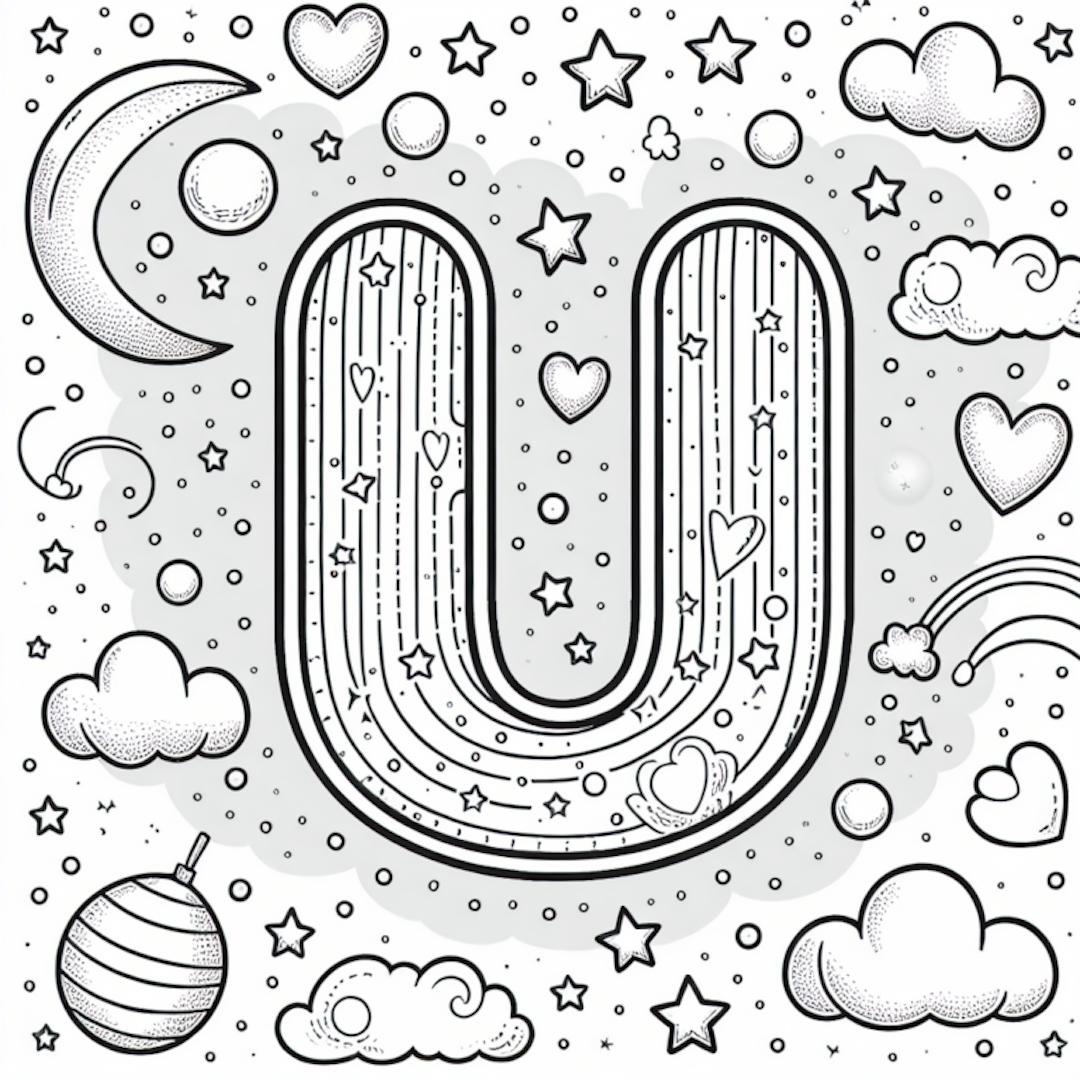 U is for Universe: Stars, Hearts, and Clouds Coloring Fun coloring pages