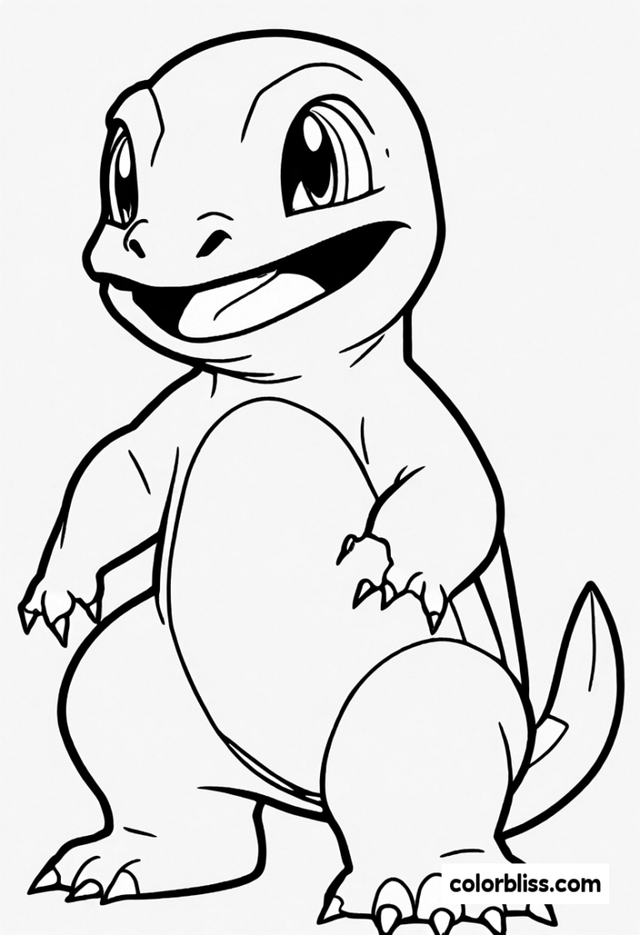 Charmander's Playful Adventure Coloring Page | ColorBliss