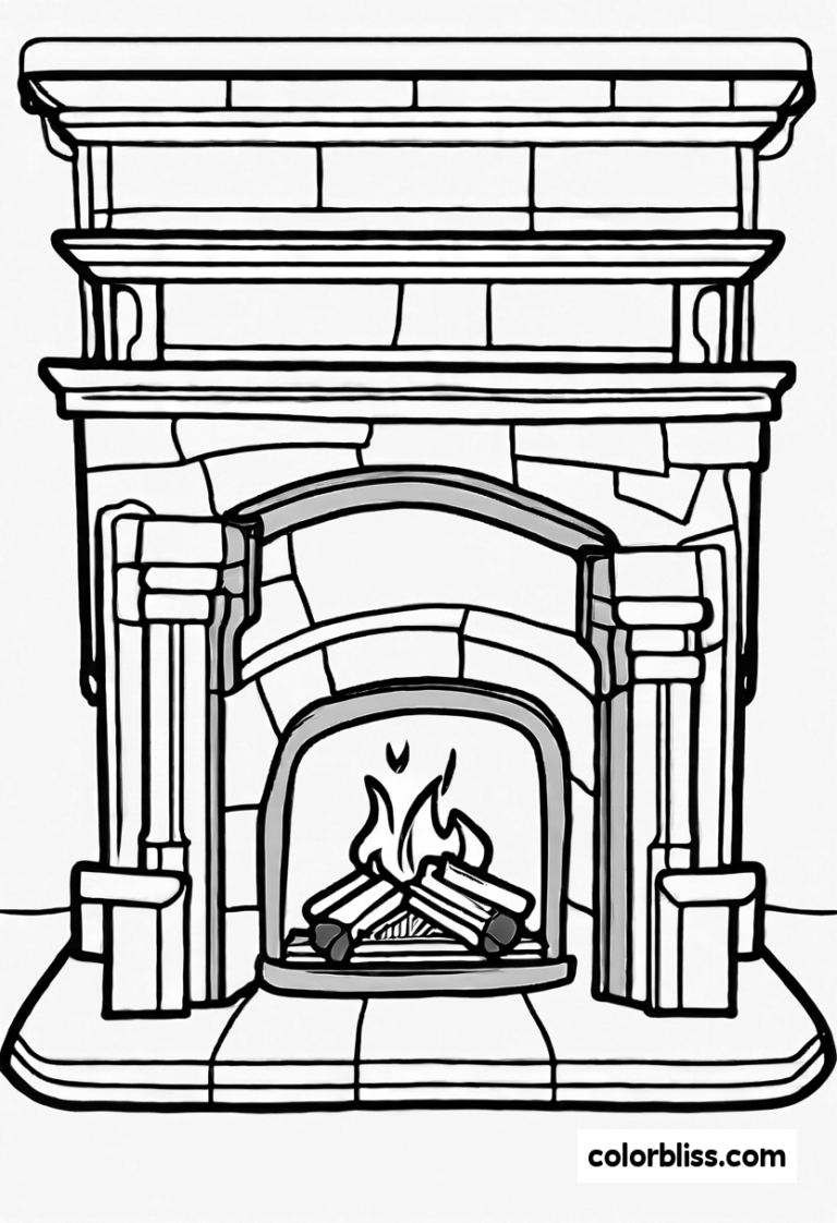 Coloring Sheet Printable Of Easy Christmas Fireplace Free Coloring