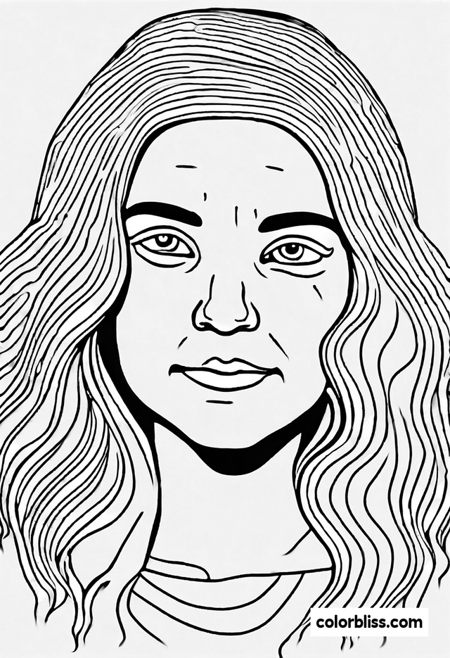 Serene Smiling Girl Coloring Page