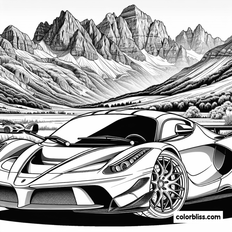 Moonlit Supercar Adventure Coloring Page | ColorBliss