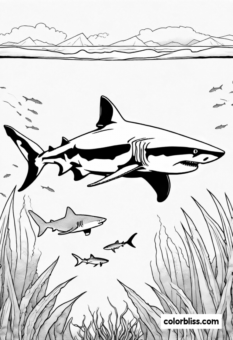 Whale Shark's Underwater Adventure Coloring Page ColorBliss