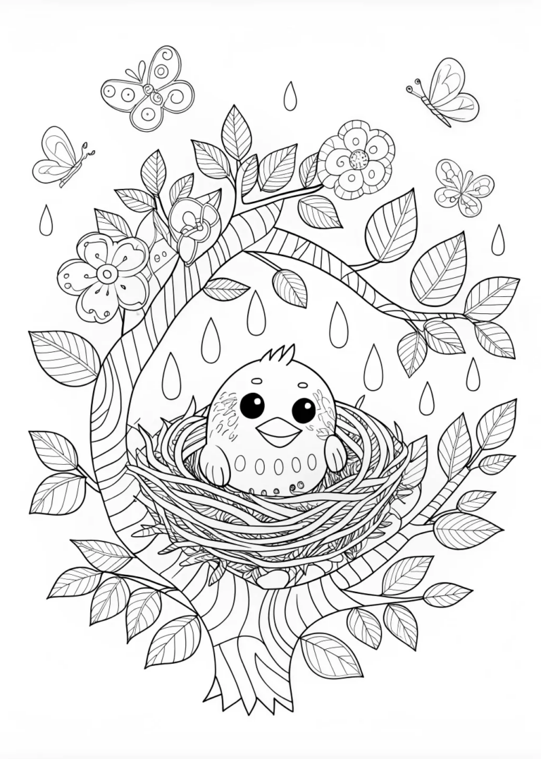 Chirpy Chick's Garden Adventure Coloring Page | ColorBliss