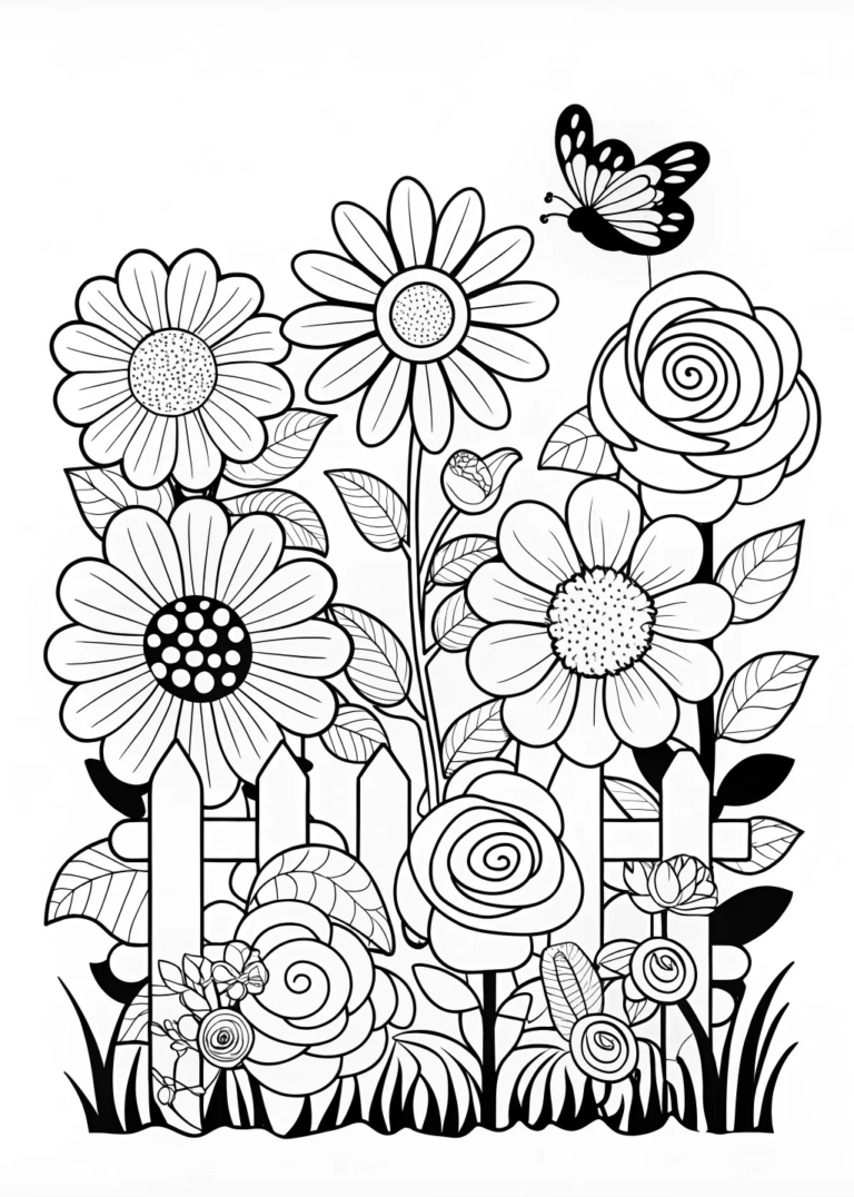 Blooming Garden of Flowers coloring pages