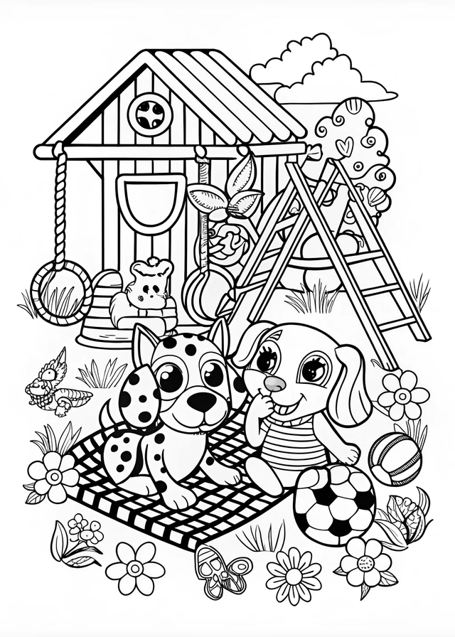 Joyful Wolf Coloring Page