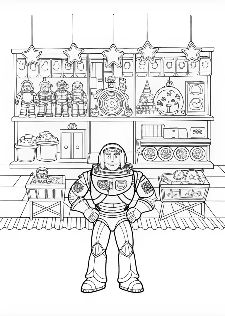 Buzz Lightyear in the Toy Aisle Coloring Page coloring pages