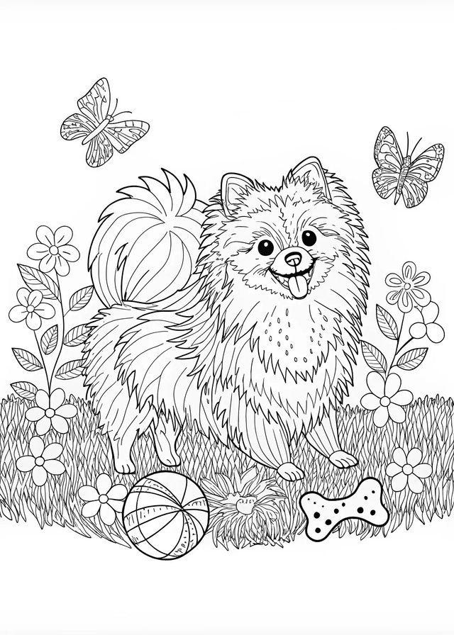 Pomeranian Pup Coloring Fun