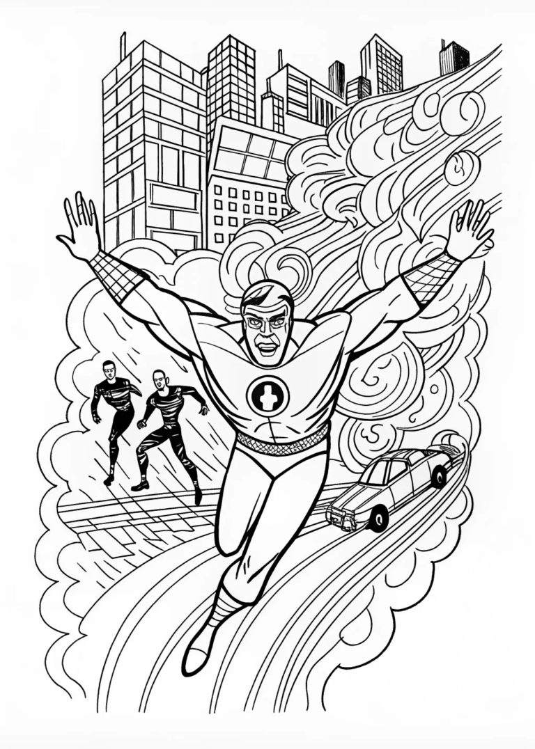 The Fast Hero in Action Coloring Page coloring pages